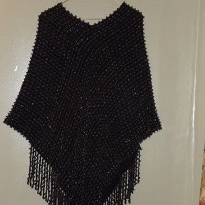 Black & Gold Fringe Poncho